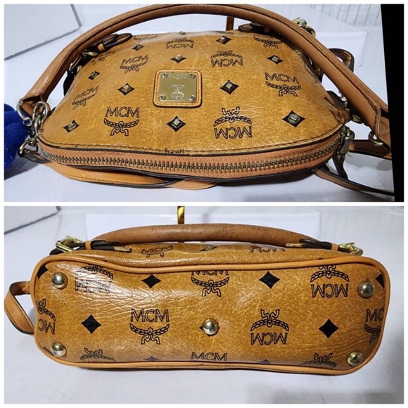 Authentic MCM Small Studded Satchel Bag Brown - Picture 9 of 13